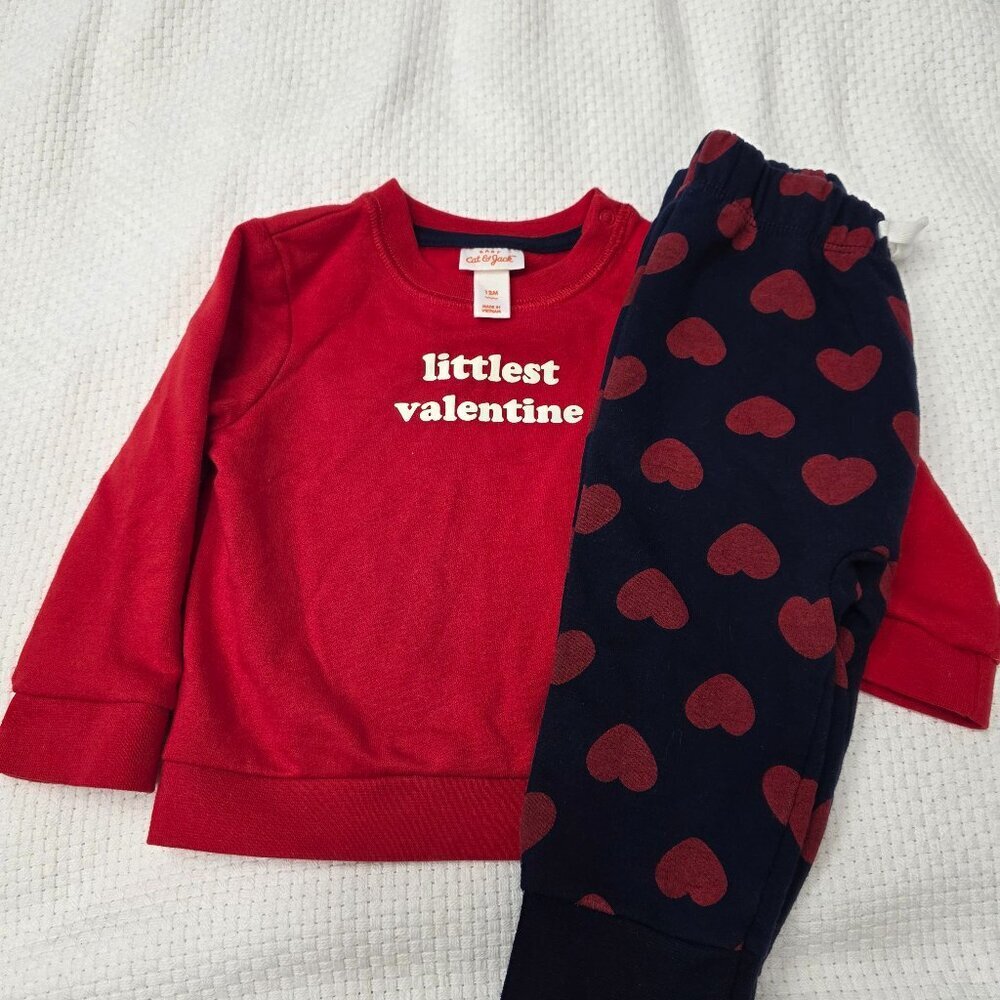 Cat & Jack Valentine’s Baby Outfit | 12 Months | "Littlest Valentine" ❤️💙